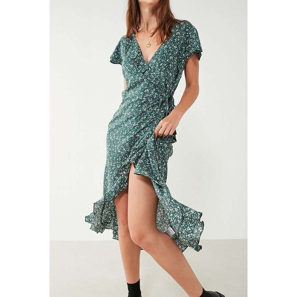 kimchi blue ruffle midi wrap dress